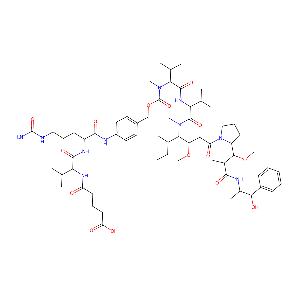 OH-Glu-Val-Cit-PAB-MMAE molecular structure, CAS 1895916-23-0