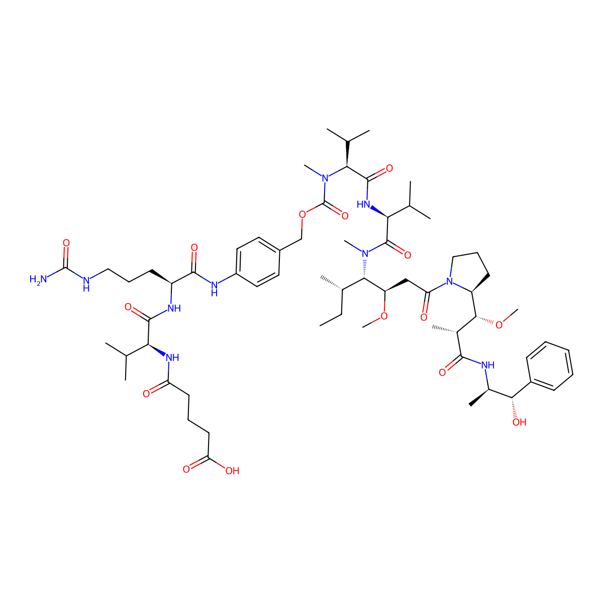 OH-Glu-Val-Cit-PAB-MMAE molecular structure, CAS 1895916-23-0