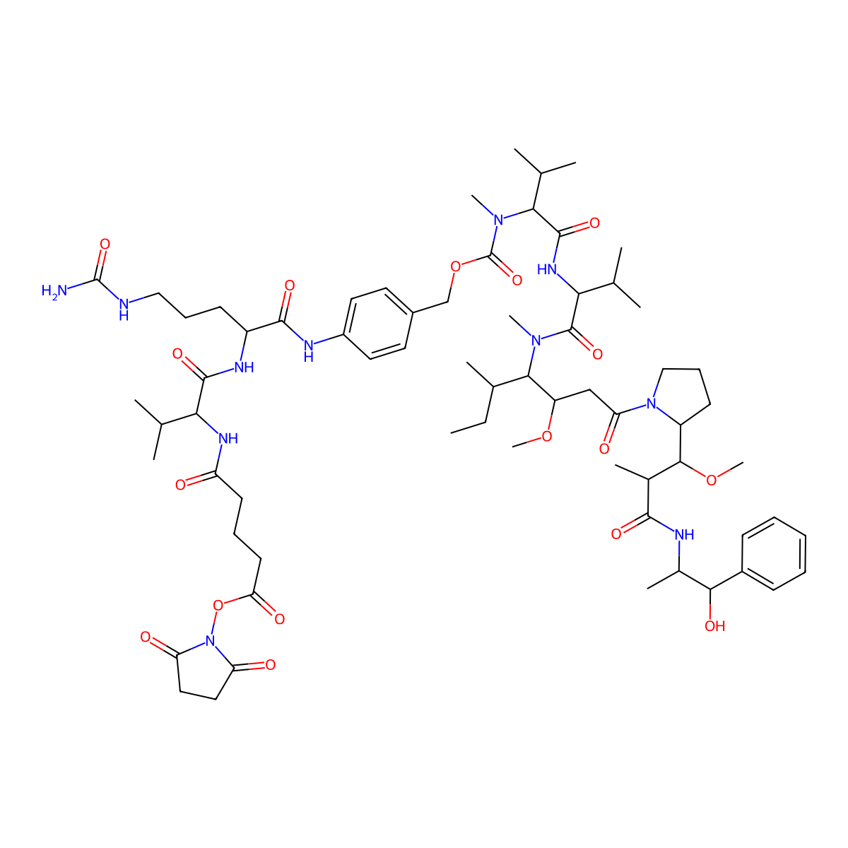 SuO-Glu-Val-Cit-PAB-MMAE molecular structure, CAS 1895916-24-1
