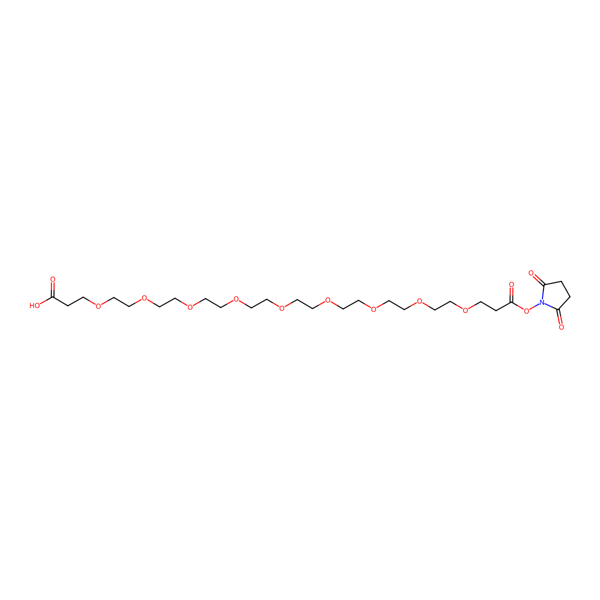 Acid-PEG9-NHS ester molecular structure, CAS 1895916-27-4