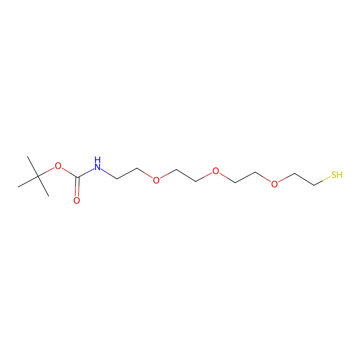 tert-butyl N-[2-[2-[2-(2-sulfanylethoxy)ethoxy]ethoxy]ethyl]carbamate molecular structure, CAS 1895922-68-5