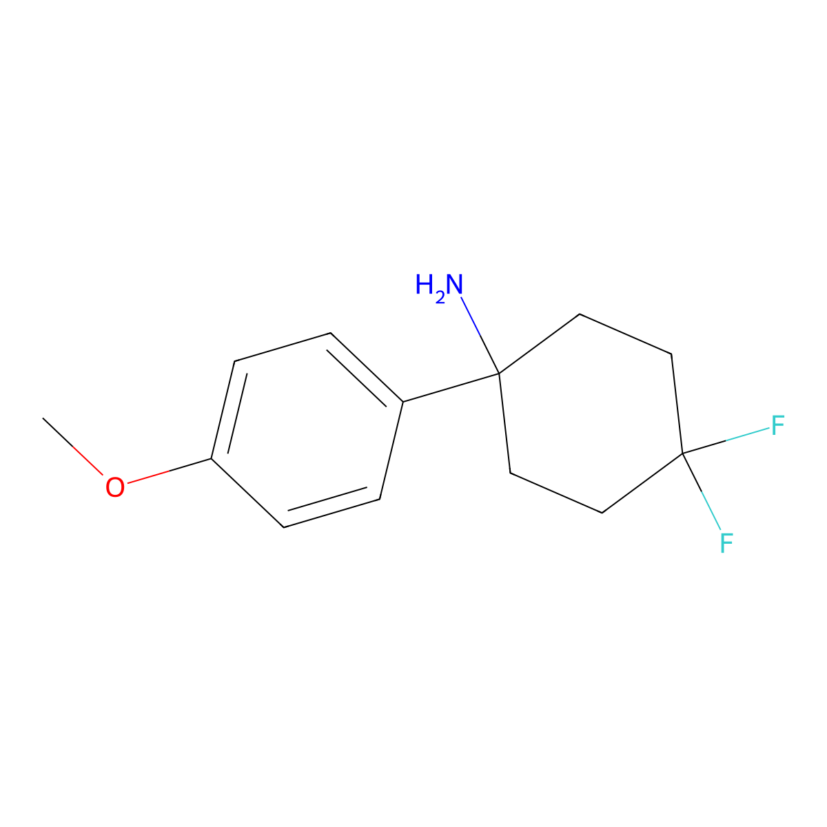 4,4-Difluoro-1-(4-methoxyphenyl)cyclohexanamine molecular structure, CAS 1895962-83-0