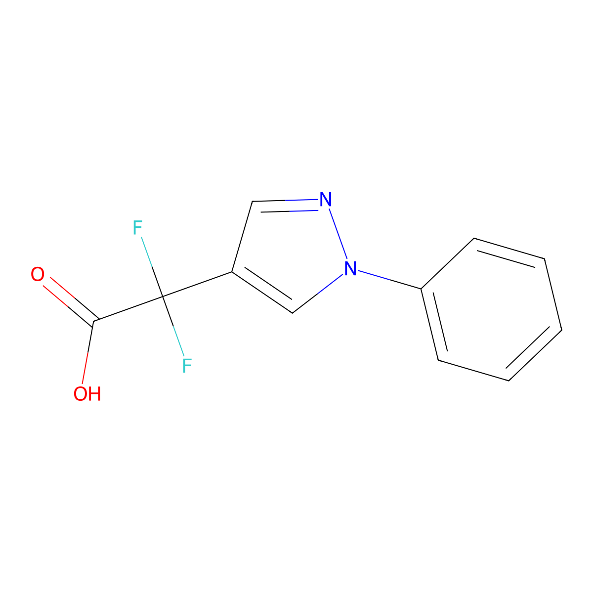 2,2-difluoro-2-(1-phenyl-1H-pyrazol-4-yl)acetic acid molecular structure, CAS 1895965-69-1
