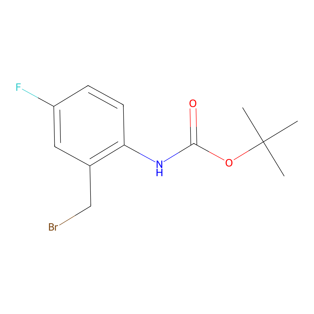 tert-butyl N-[2-(bromomethyl)-4-fluorophenyl]carbamate molecular structure, CAS 1895977-80-6