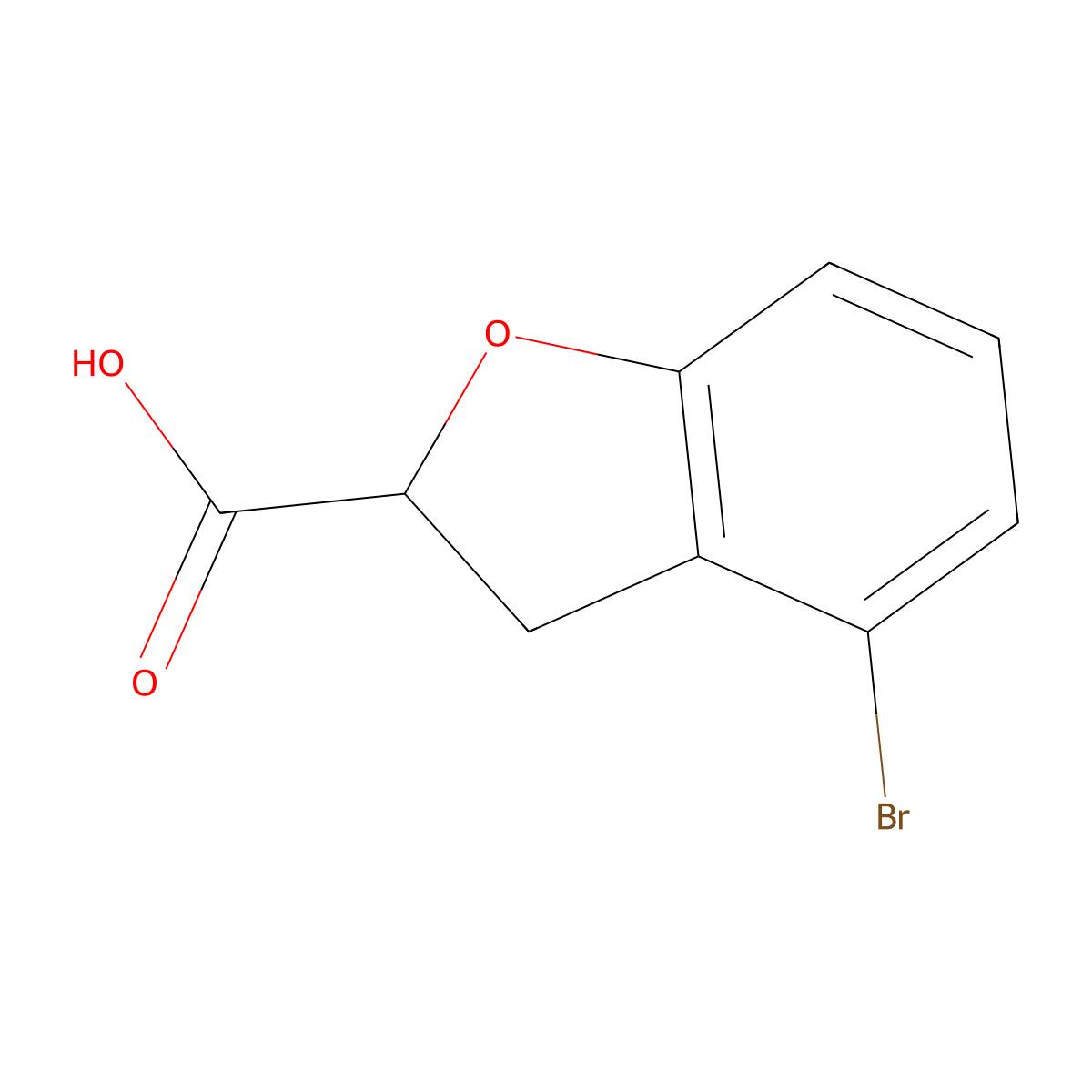 4-Bromo-2,3-dihydro-1-benzofuran-2-carboxylic acid molecular structure, CAS 1895984-35-6