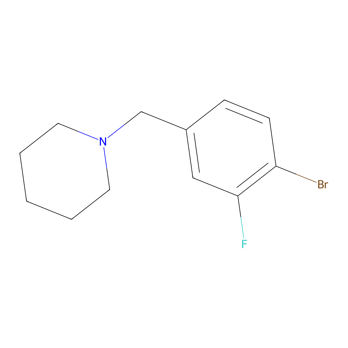1-[(4-Bromo-3-fluorophenyl)methyl]piperidine molecular structure, CAS 1895990-45-0