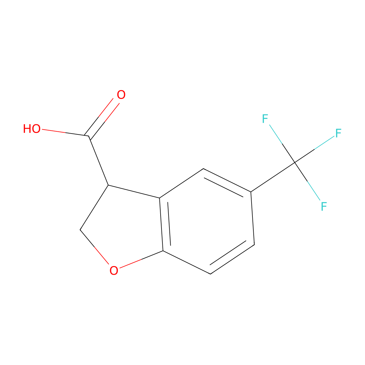 5-(Trifluoromethyl)-2,3-dihydro-1-benzofuran-3-carboxylic acid molecular structure, CAS 1895990-56-3
