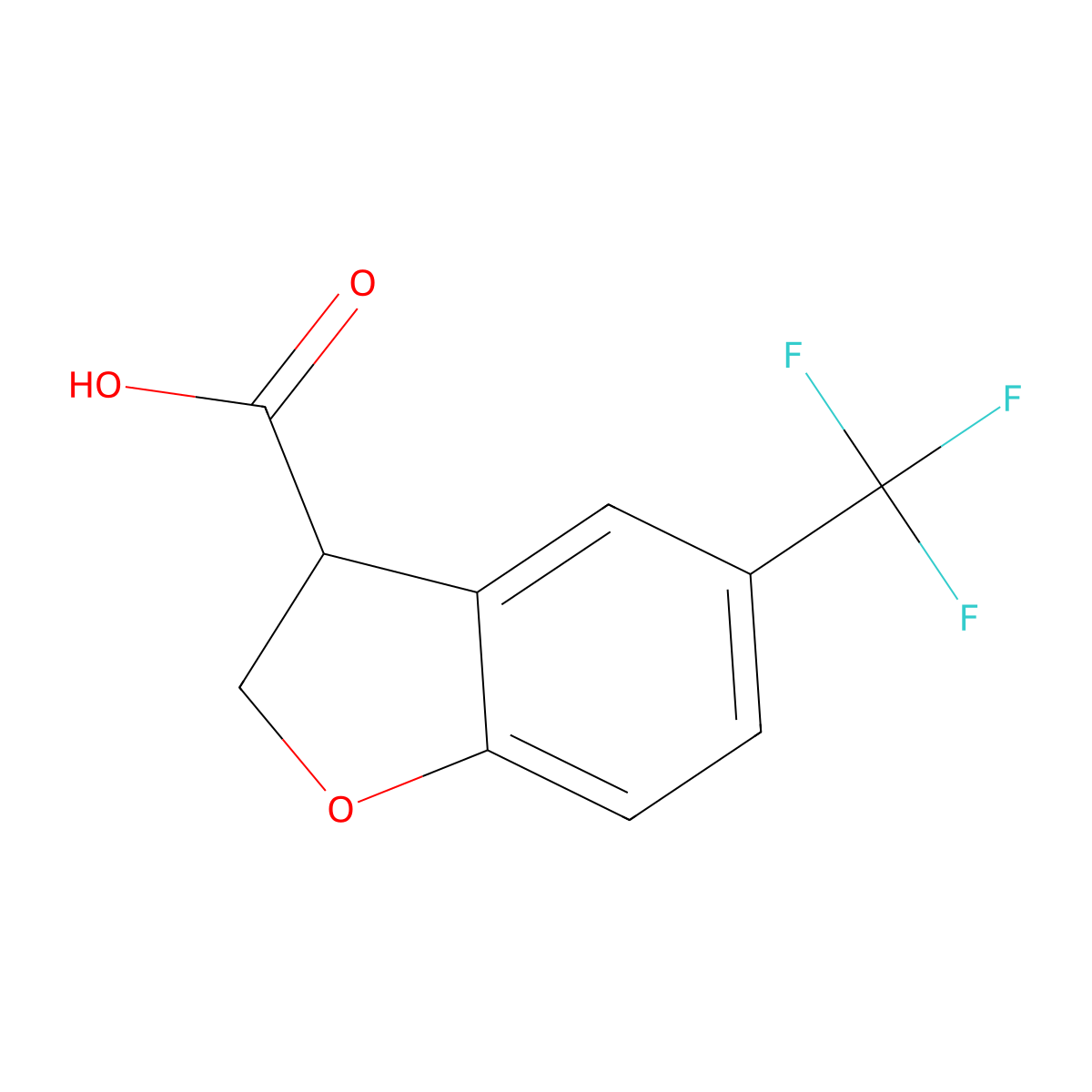5-(Trifluoromethyl)-2,3-dihydro-1-benzofuran-3-carboxylic acid molecular structure, CAS 1895990-56-3
