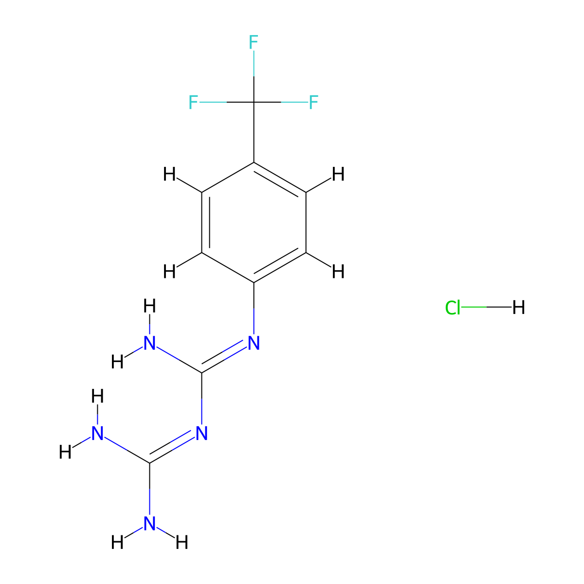 1-(4-Trifluoromethyl)phenylbiguanide hydrochloride molecular structure, CAS 18960-29-7