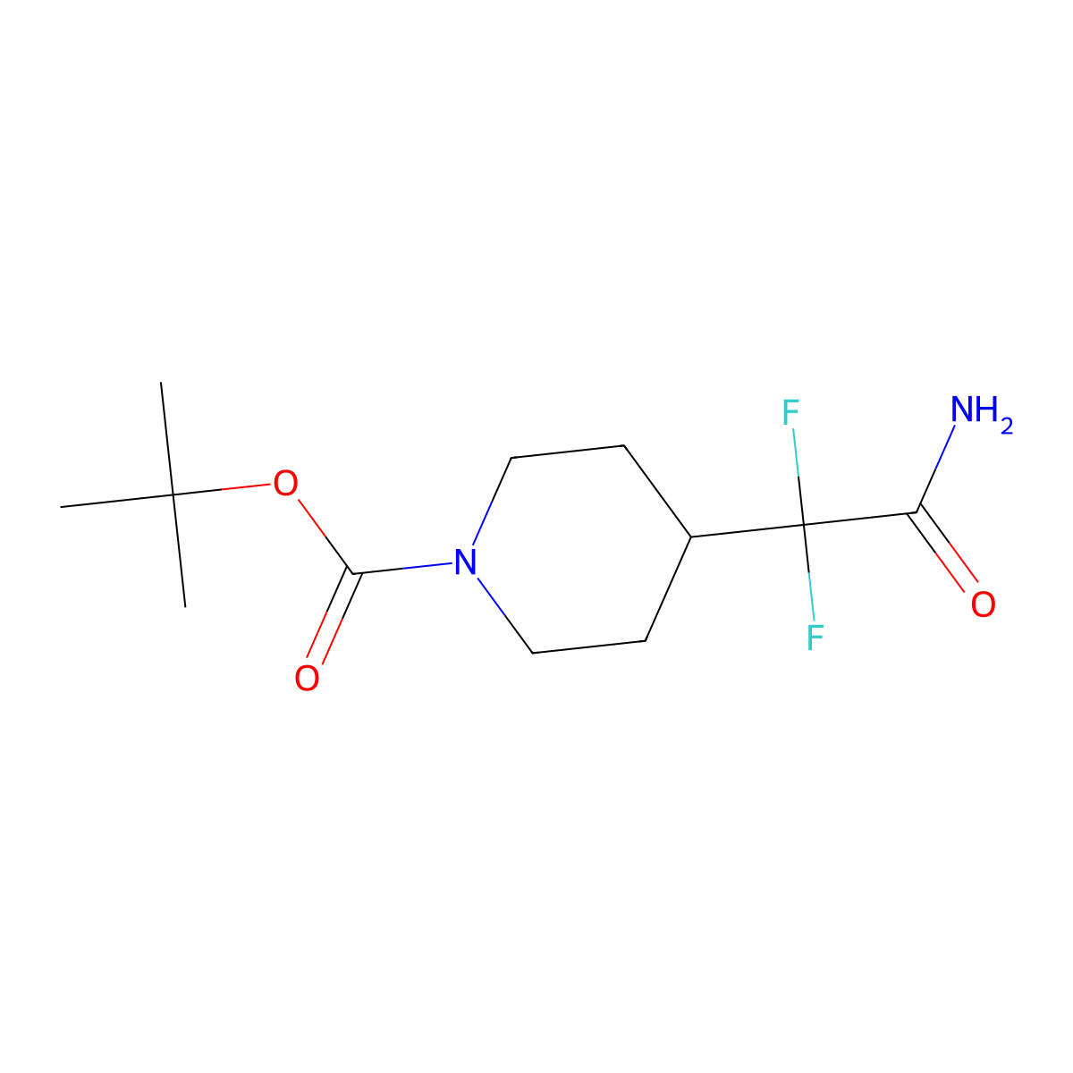 Tert-butyl 4-(2-amino-1,1-difluoro-2-oxo-ethyl)piperidine-1-carboxylate molecular structure, CAS 1896028-89-9