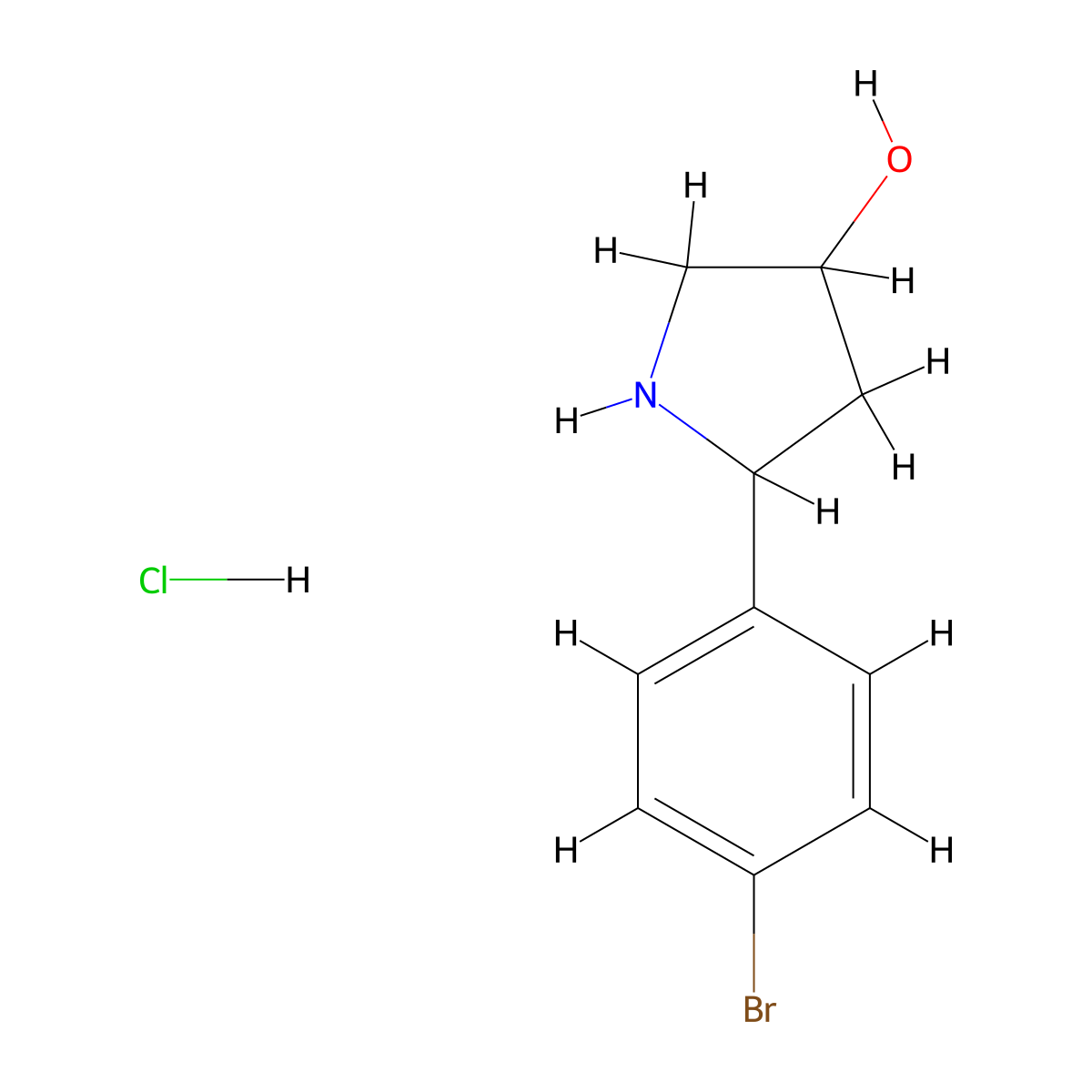 5-(4-Bromophenyl)pyrrolidin-3-ol hydrochloride molecular structure, CAS 1896028-99-1