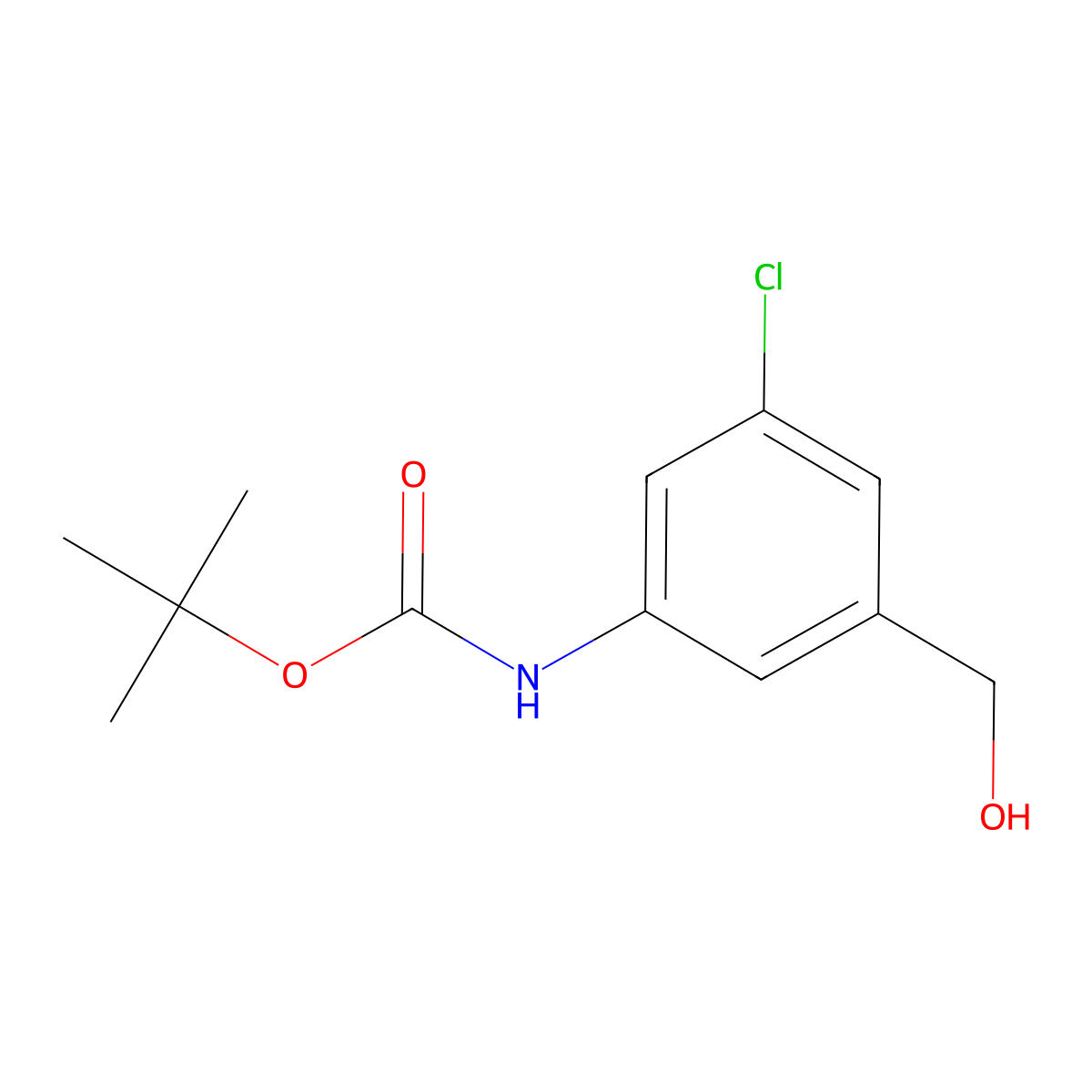 tert-butyl N-[3-chloro-5-(hydroxymethyl)phenyl]carbamate molecular structure, CAS 1896113-86-2