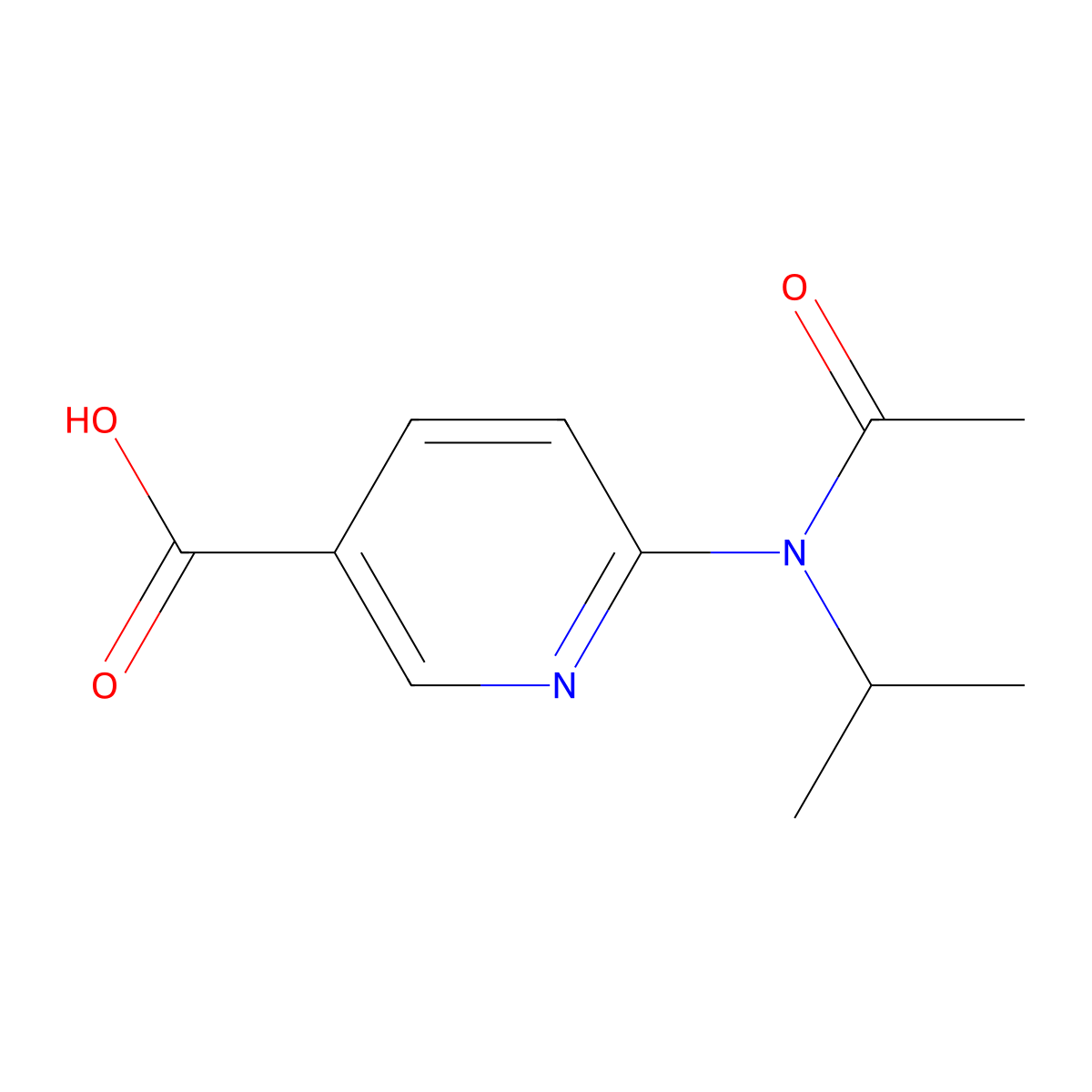 6-[N-(propan-2-yl)acetamido]pyridine-3-carboxylic acid molecular structure, CAS 1896171-82-6