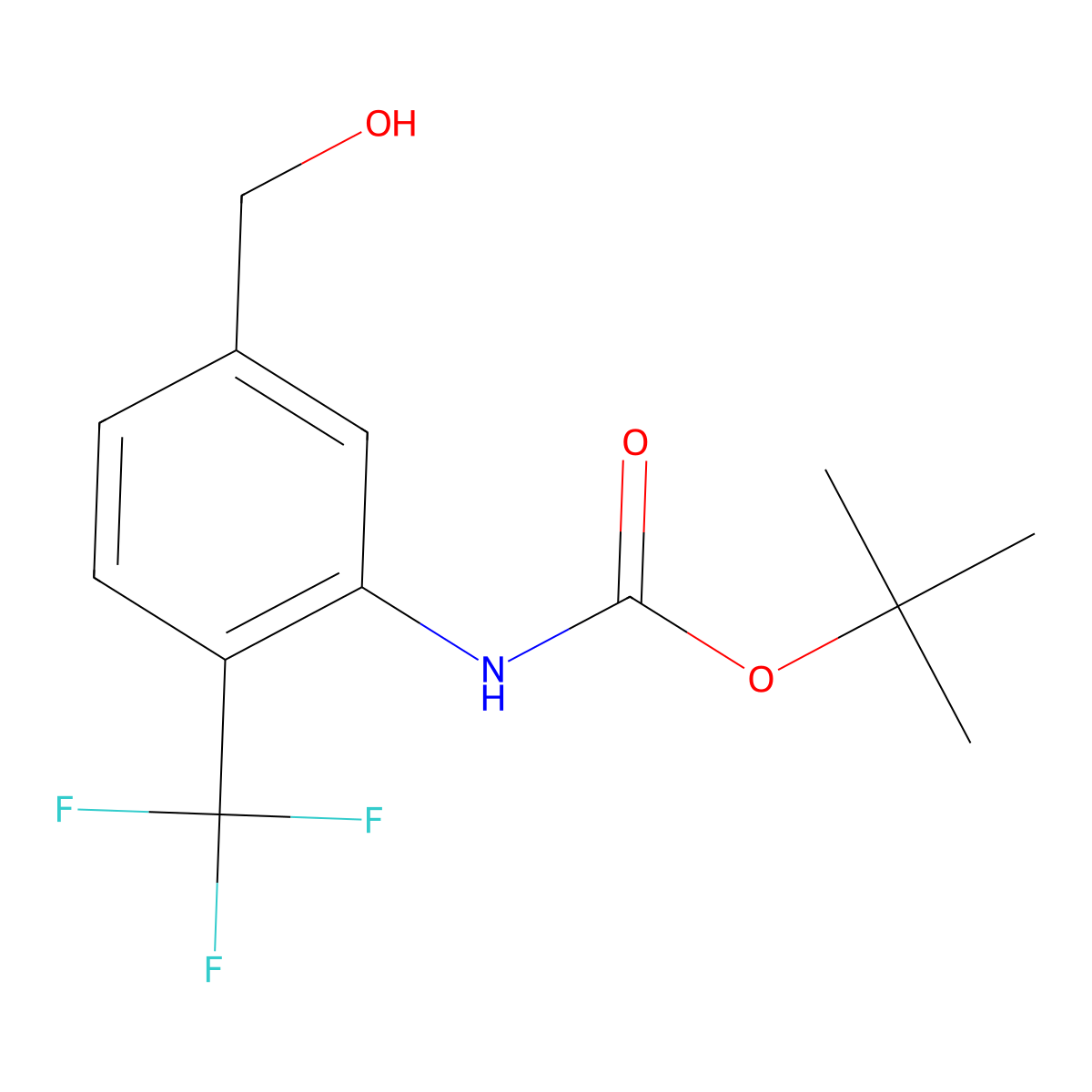 tert-butyl N-[5-(hydroxymethyl)-2-(trifluoromethyl)phenyl]carbamate molecular structure, CAS 1896182-38-9