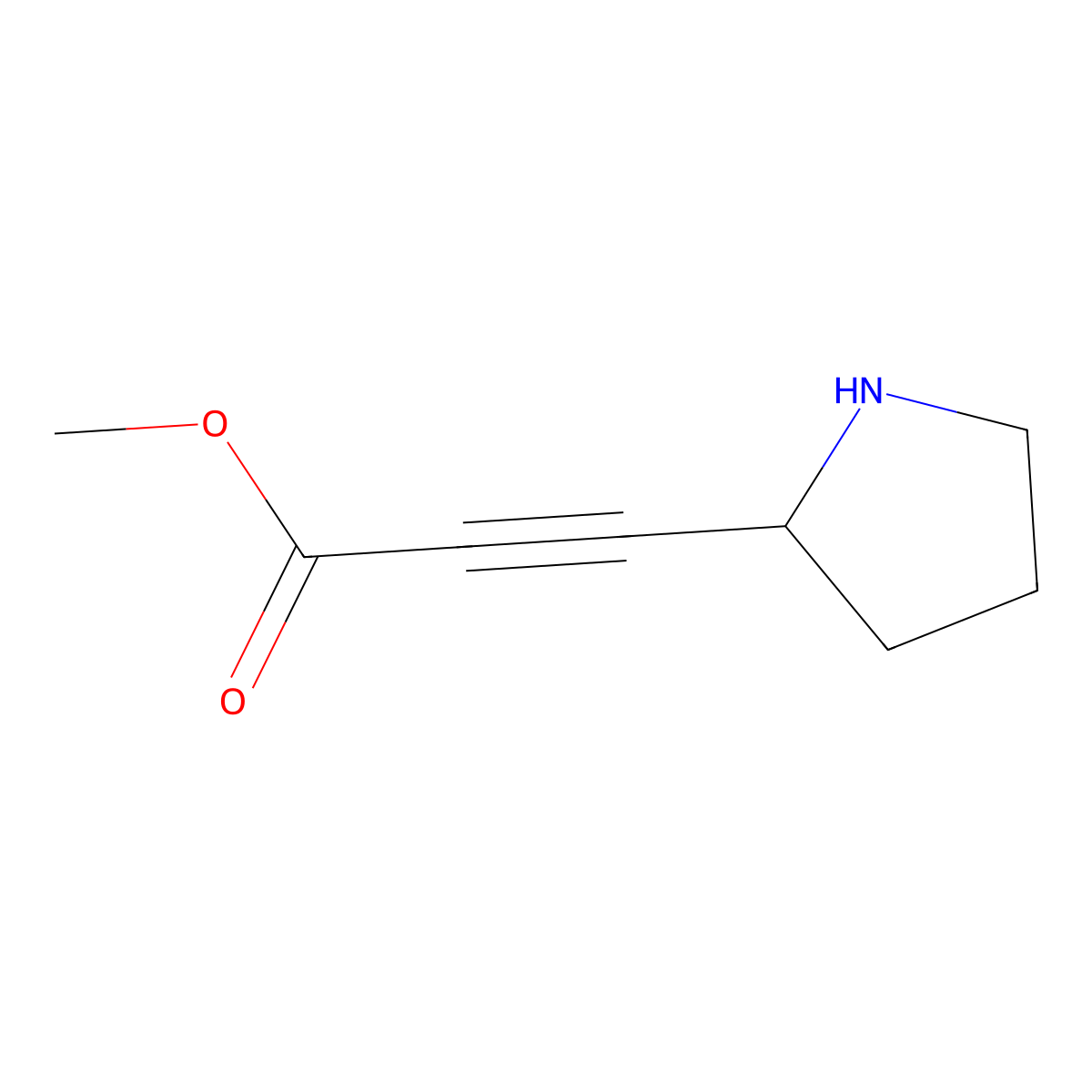 Methyl 3-(pyrrolidin-2-yl)prop-2-ynoate molecular structure, CAS 1896250-69-3