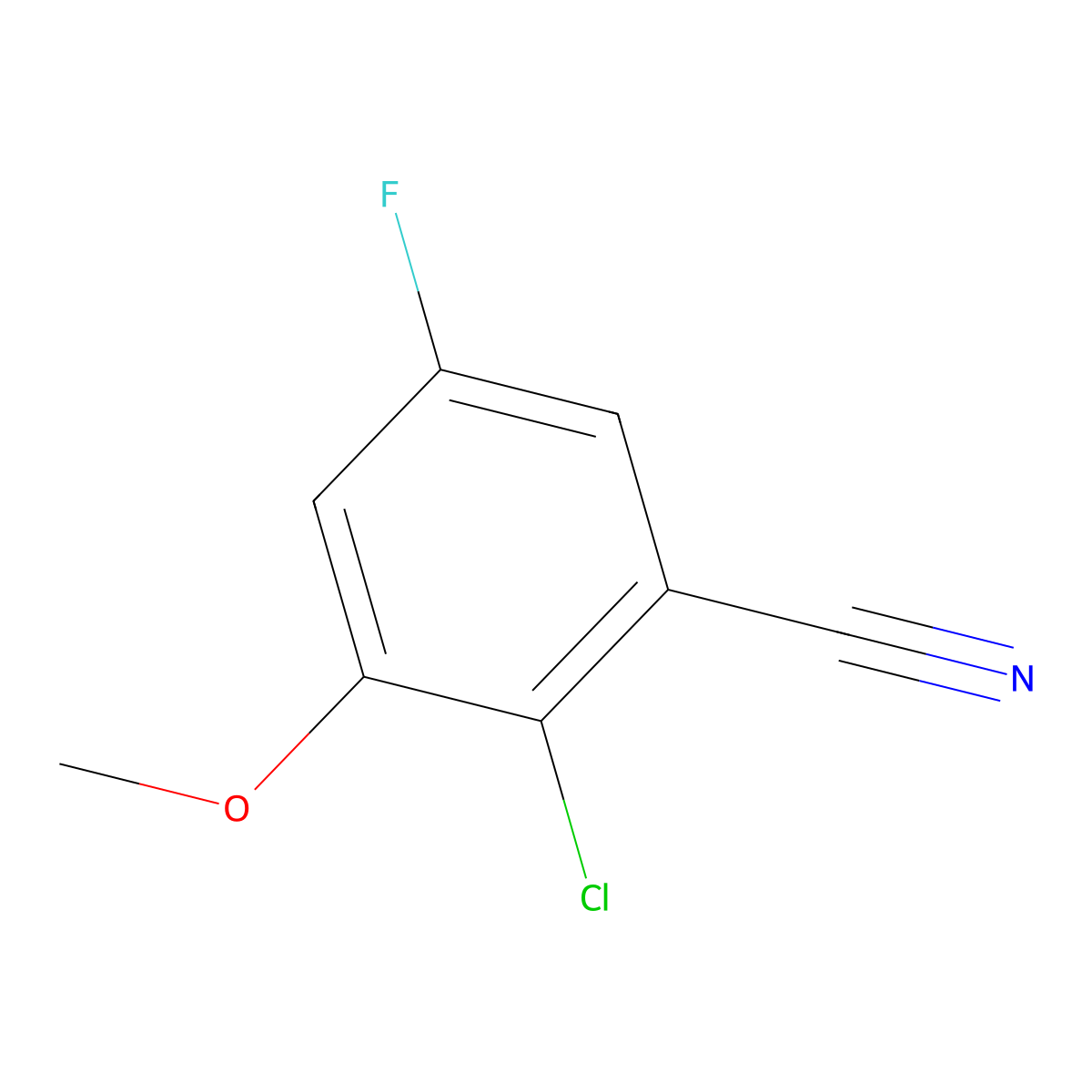2-Chloro-5-fluoro-3-methoxybenzonitrile molecular structure, CAS 1896256-70-4