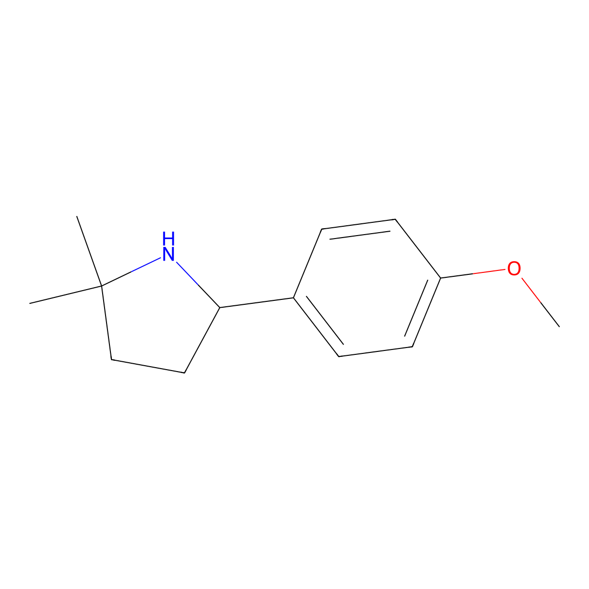 5-(4-Methoxyphenyl)-2,2-dimethylpyrrolidine molecular structure, CAS 1896260-21-1