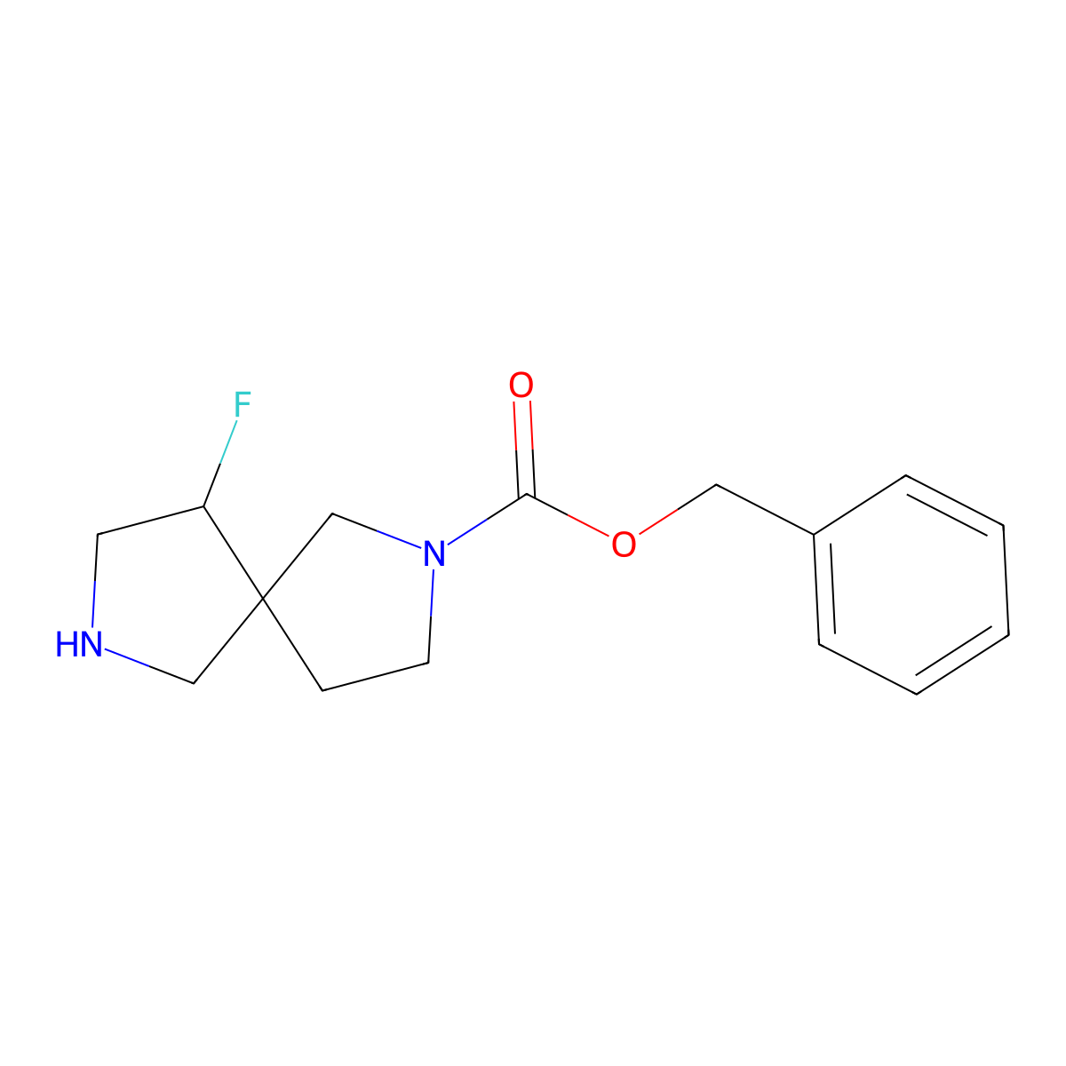 Benzyl 9-fluoro-2,7-diazaspiro[4.4]nonane-2-carboxylate molecular structure, CAS 1896261-31-6