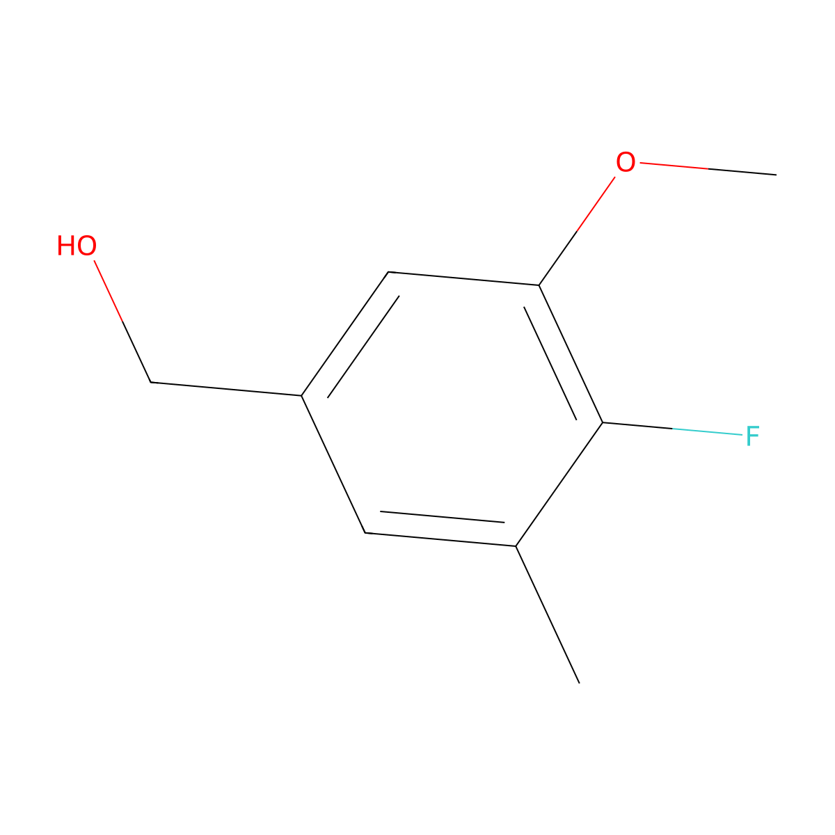 4-Fluoro-3-methoxy-5-methylbenzyl alcohol molecular structure, CAS 1896263-61-8