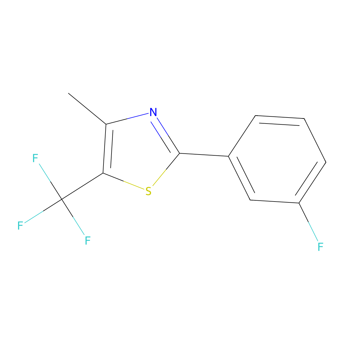 4-Methyl-5-trifluoromethyl-2-(3-fluoro-phenyl)-thiazole molecular structure, CAS 1896266-24-2
