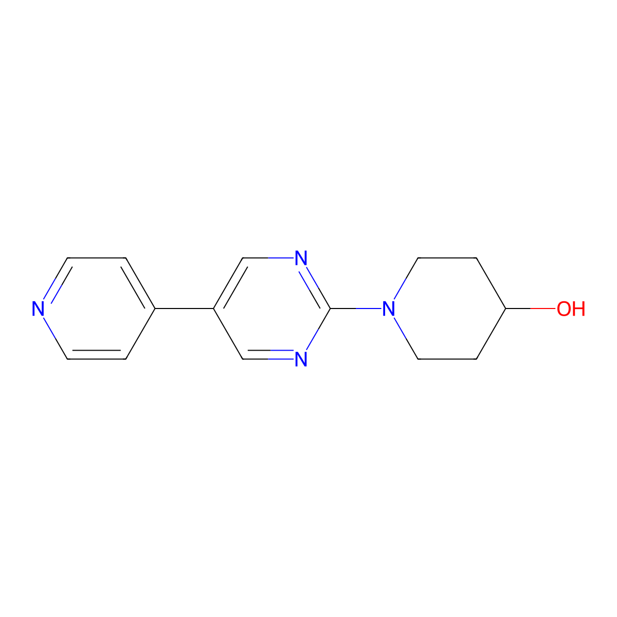 1-[5-(Pyridin-4-yl)pyrimidin-2-yl]piperidin-4-ol molecular structure, CAS 1896276-07-5