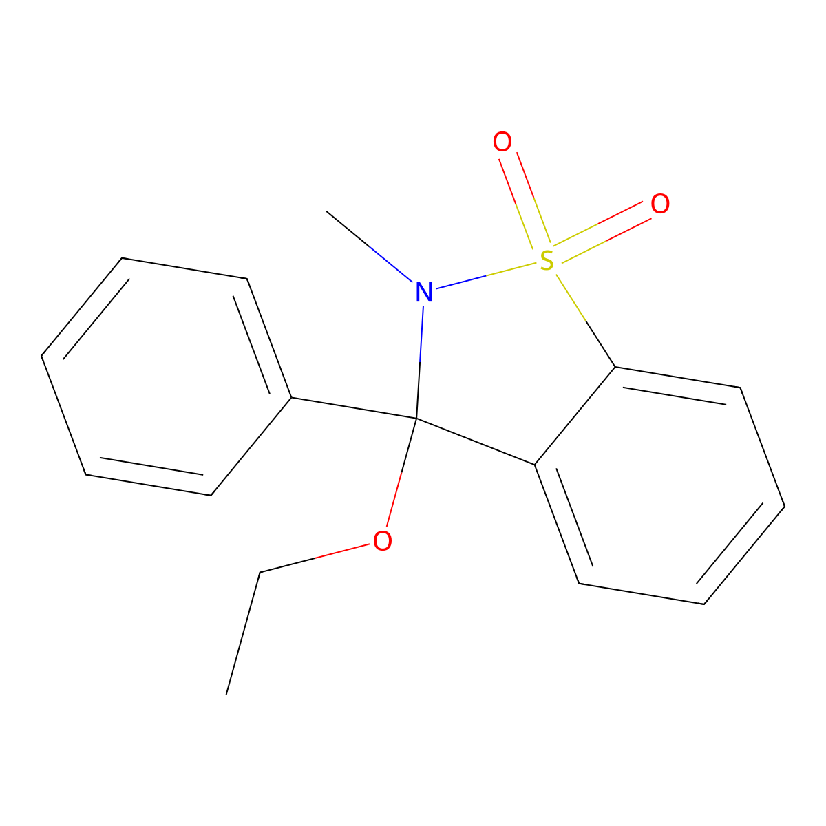 3-Ethoxy-2-methyl-3-phenyl-2,3-dihydro-1,2-benzothiazole 1,1-dioxide molecular structure, CAS 18963-26-3