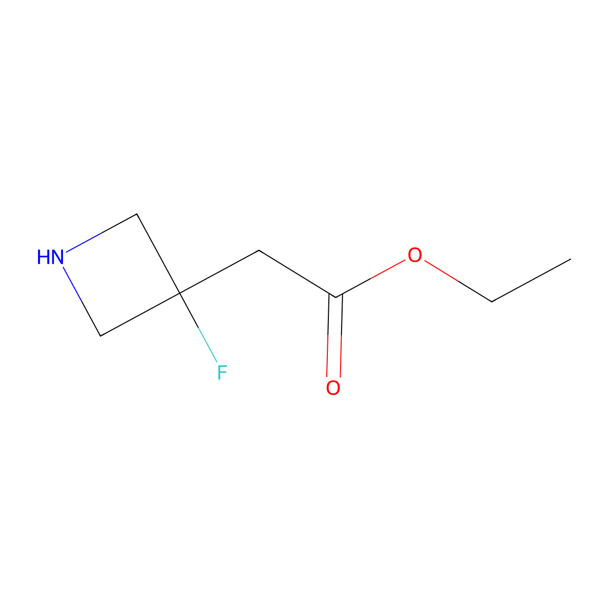 Ethyl 2-(3-fluoroazetidin-3-yl)acetate molecular structure, CAS 1896300-20-1