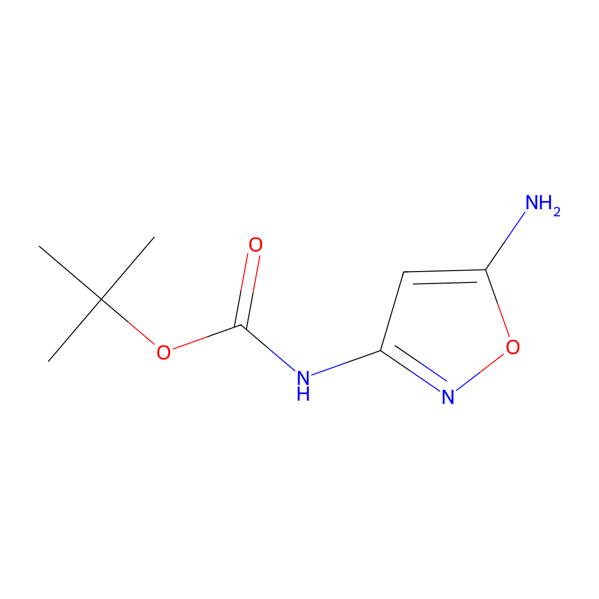 tert-butyl N-(5-aminoisoxazol-3-yl)carbamate molecular structure, CAS 1896338-28-5
