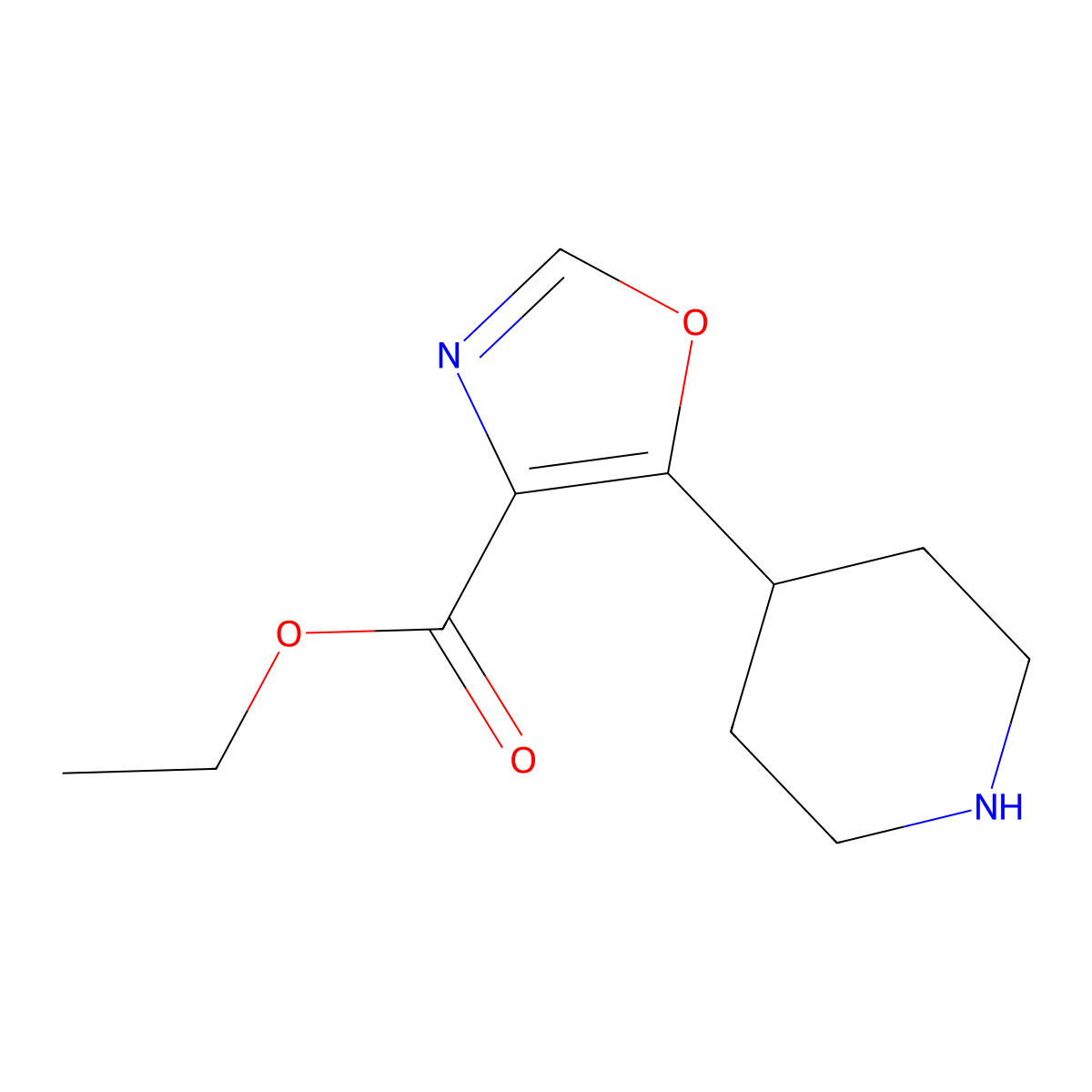 Ethyl 5-(piperidin-4-yl)-1,3-oxazole-4-carboxylate molecular structure, CAS 1896344-10-7