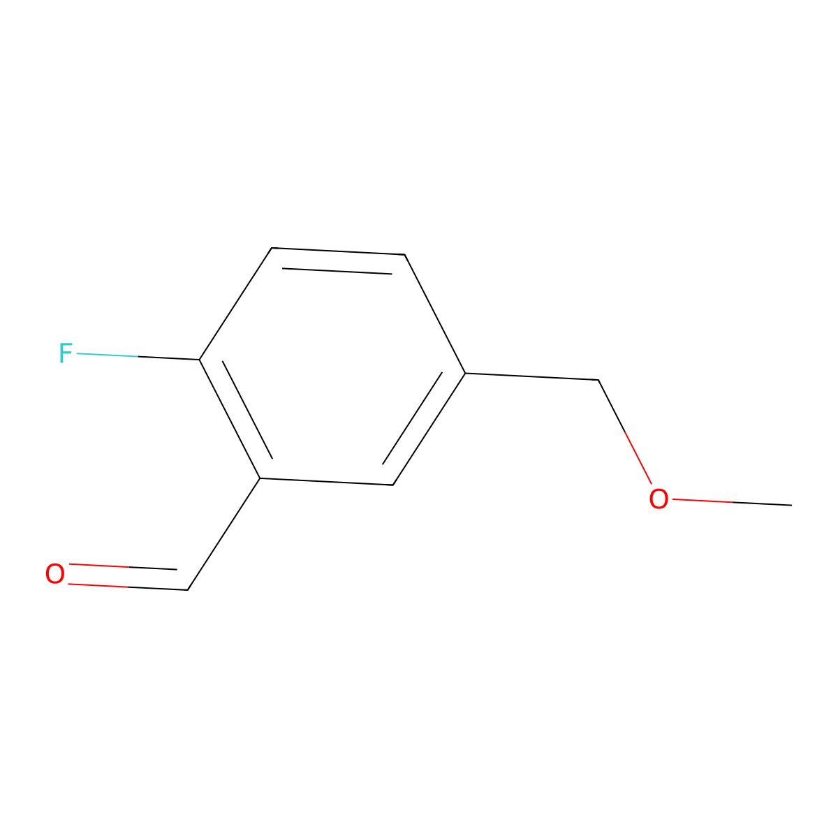2-Fluoro-5-(methoxymethyl)benzaldehyde molecular structure, CAS 1896344-14-1