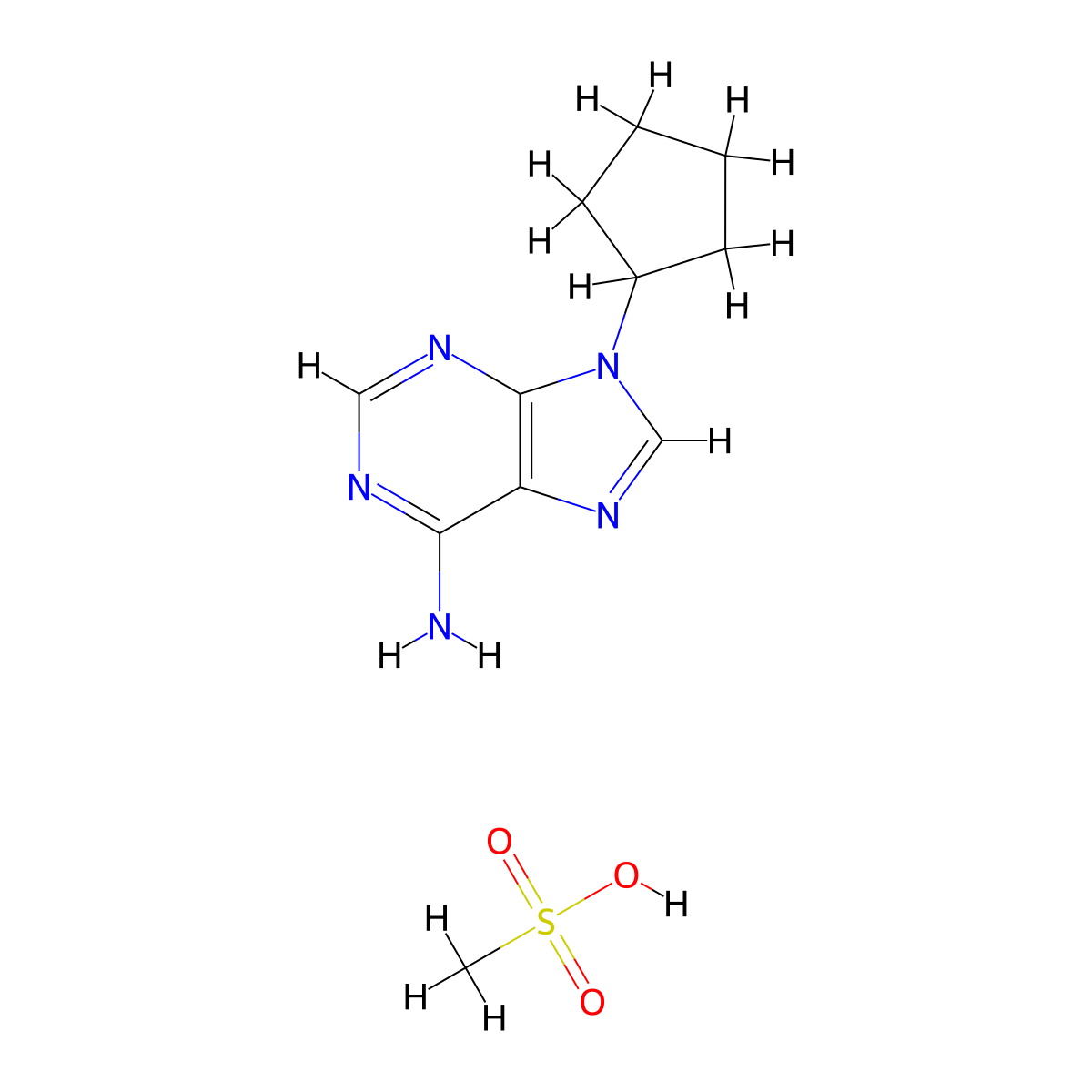 9-Cyclopentyladenine monomethanesulfonate molecular structure, CAS 189639-09-6