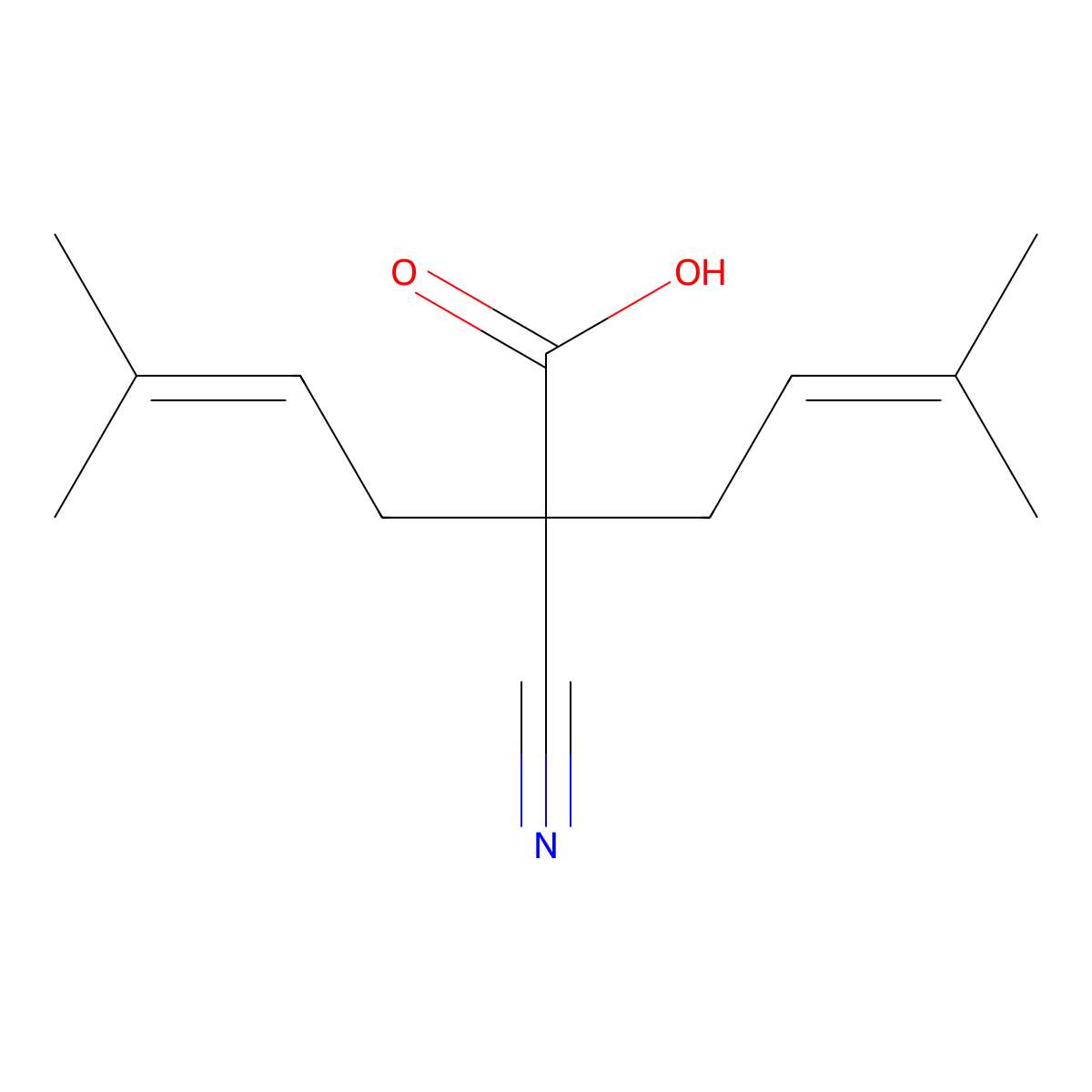 2-Cyano-5-methyl-2-(3-methylbut-2-en-1-yl)hex-4-enoic acid molecular structure, CAS 189640-37-7