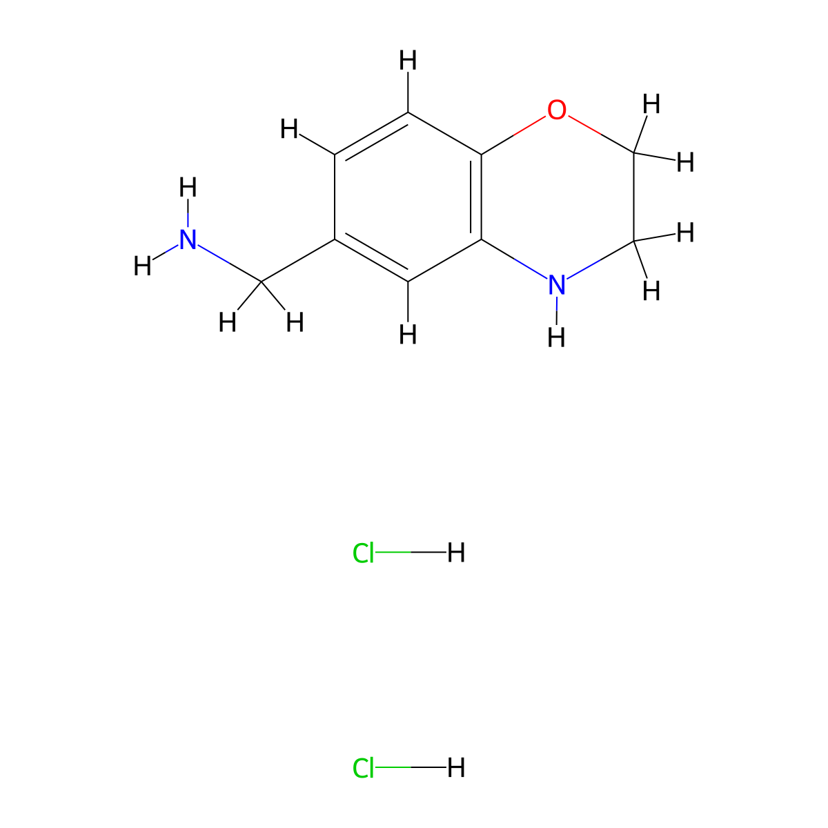 1-(3,4-dihydro-2H-1,4-benzoxazin-6-yl)methanamine dihydrochloride molecular structure, CAS 1896402-90-6
