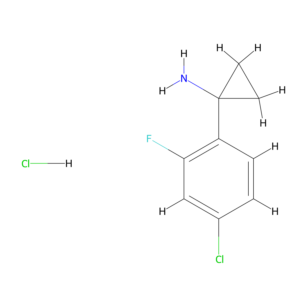 1-(4-Chloro-2-fluorophenyl)cyclopropanamine hydrochloride molecular structure, CAS 1896404-31-1