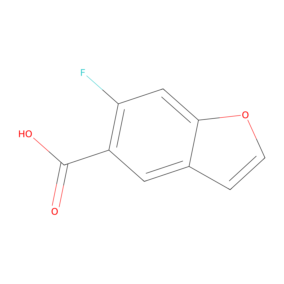 6-Fluoro-1-benzofuran-5-carboxylic acid molecular structure, CAS 1896414-09-7