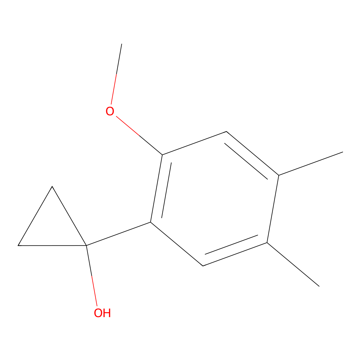 1-(2-Methoxy-4,5-dimethylphenyl)cyclopropan-1-ol molecular structure, CAS 1896414-72-4