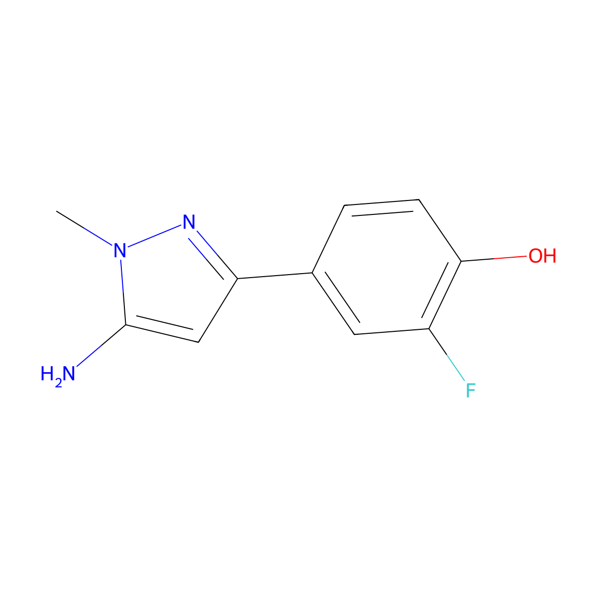 4-(5-amino-1-methyl-1H-pyrazol-3-yl)-2-fluorophenol molecular structure, CAS 1896419-95-6