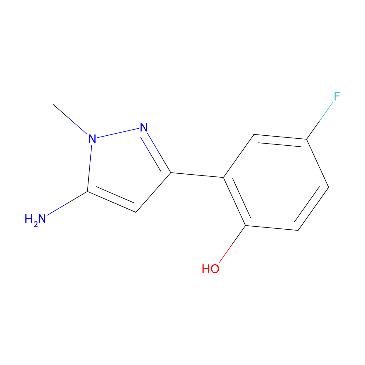 2-(5-amino-1-methyl-1H-pyrazol-3-yl)-4-fluorophenol molecular structure, CAS 1896420-04-4