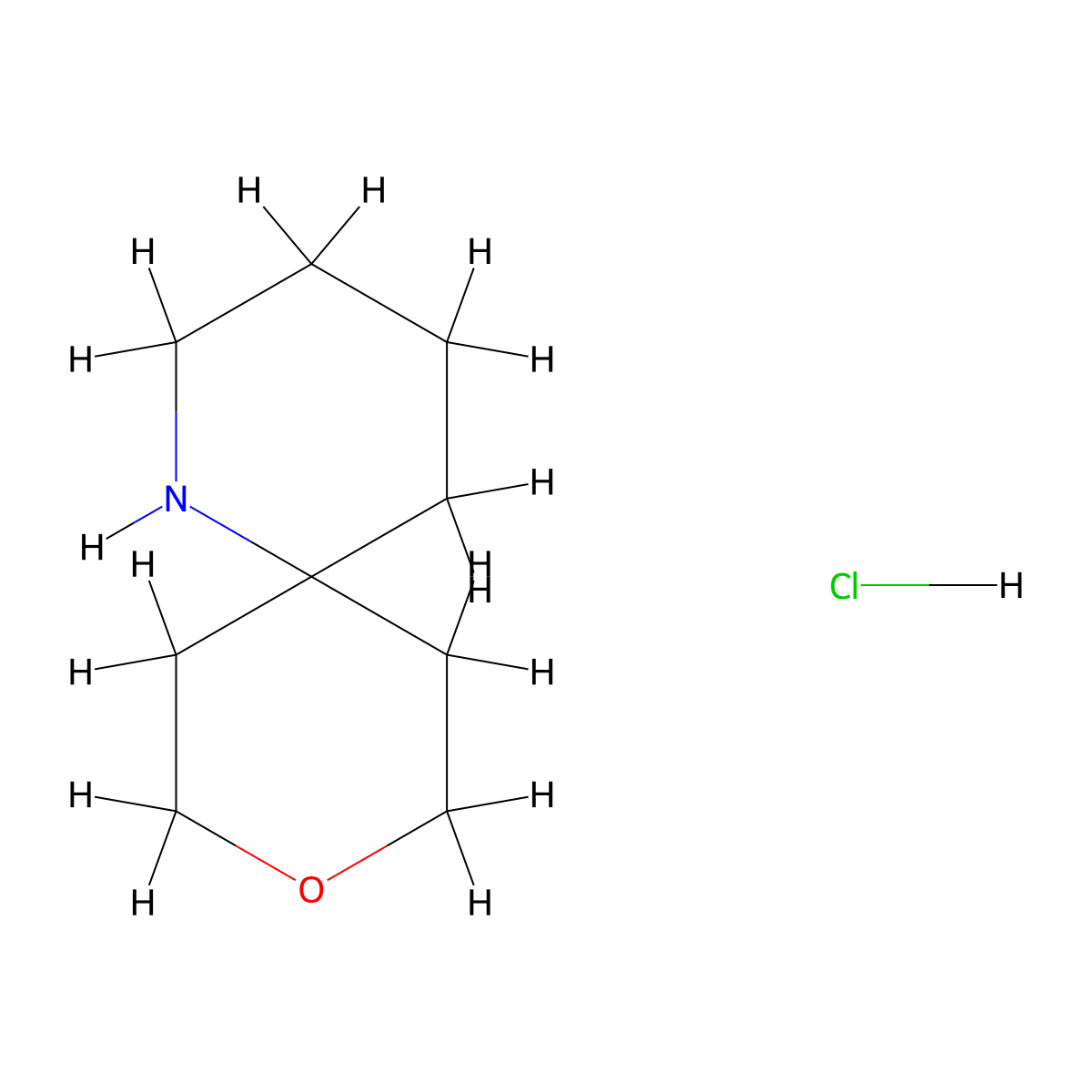 9-Oxa-1-azaspiro[5.5]undecane hydrochloride molecular structure, CAS 1896454-21-9