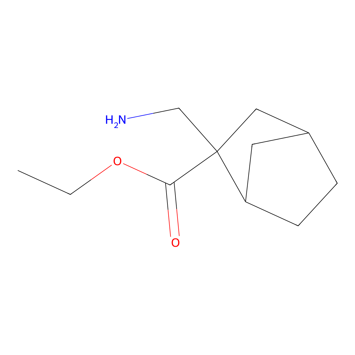 Ethyl 2-(aminomethyl)bicyclo[2.2.1]heptane-2-carboxylate molecular structure, CAS 1896461-10-1