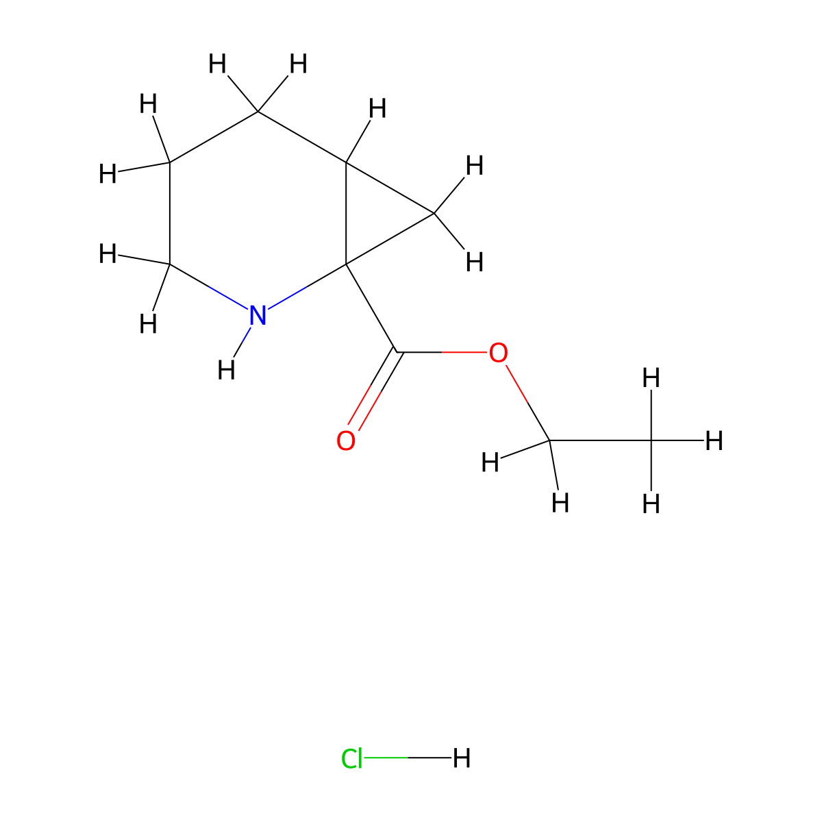 Ethyl 2-azabicyclo[4.1.0]heptane-1-carboxylate hydrochloride molecular structure, CAS 1896478-30-0