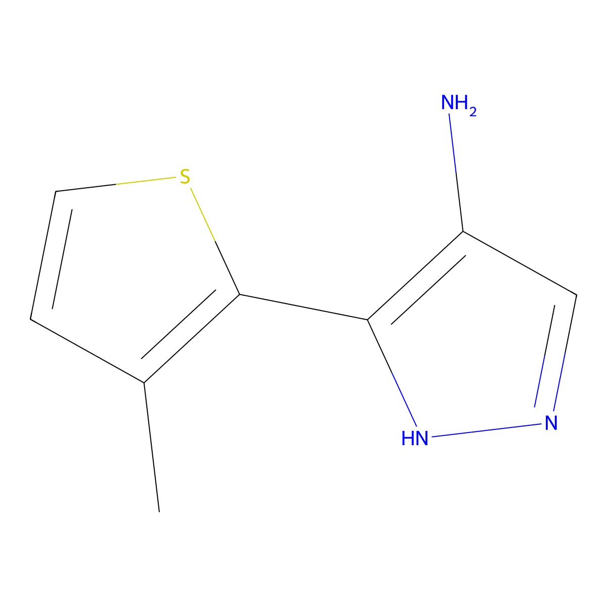 5-(3-methylthiophen-2-yl)-1H-pyrazol-4-amine molecular structure, CAS 1896556-64-1