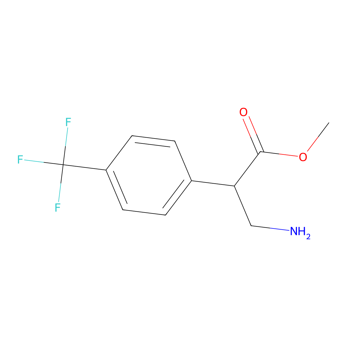 Methyl 3-amino-2-[4-(trifluoromethyl)phenyl]propanoate molecular structure, CAS 1896578-49-6