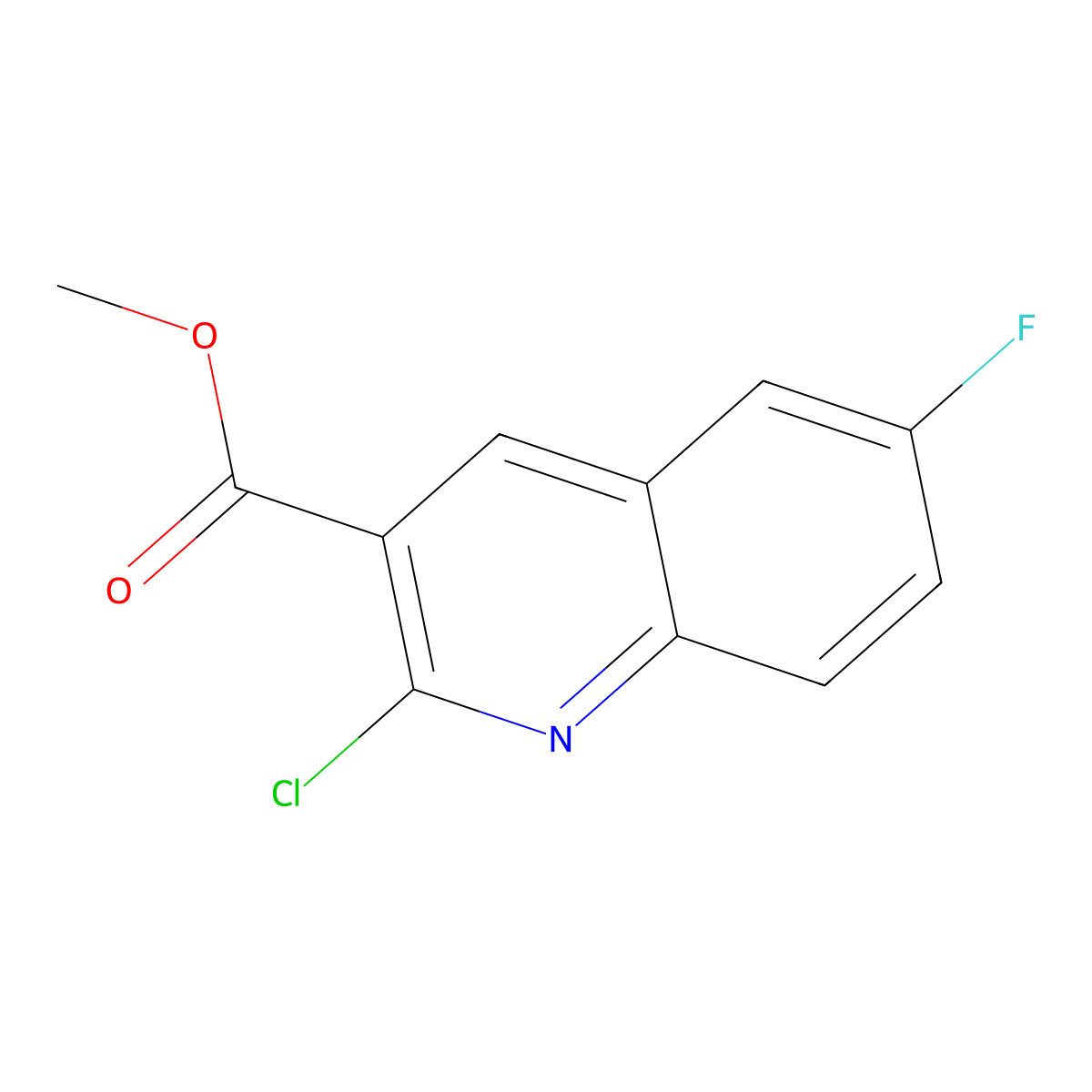 Methyl 2-chloro-6-fluoroquinoline-3-carboxylate molecular structure, CAS 1896579-08-0