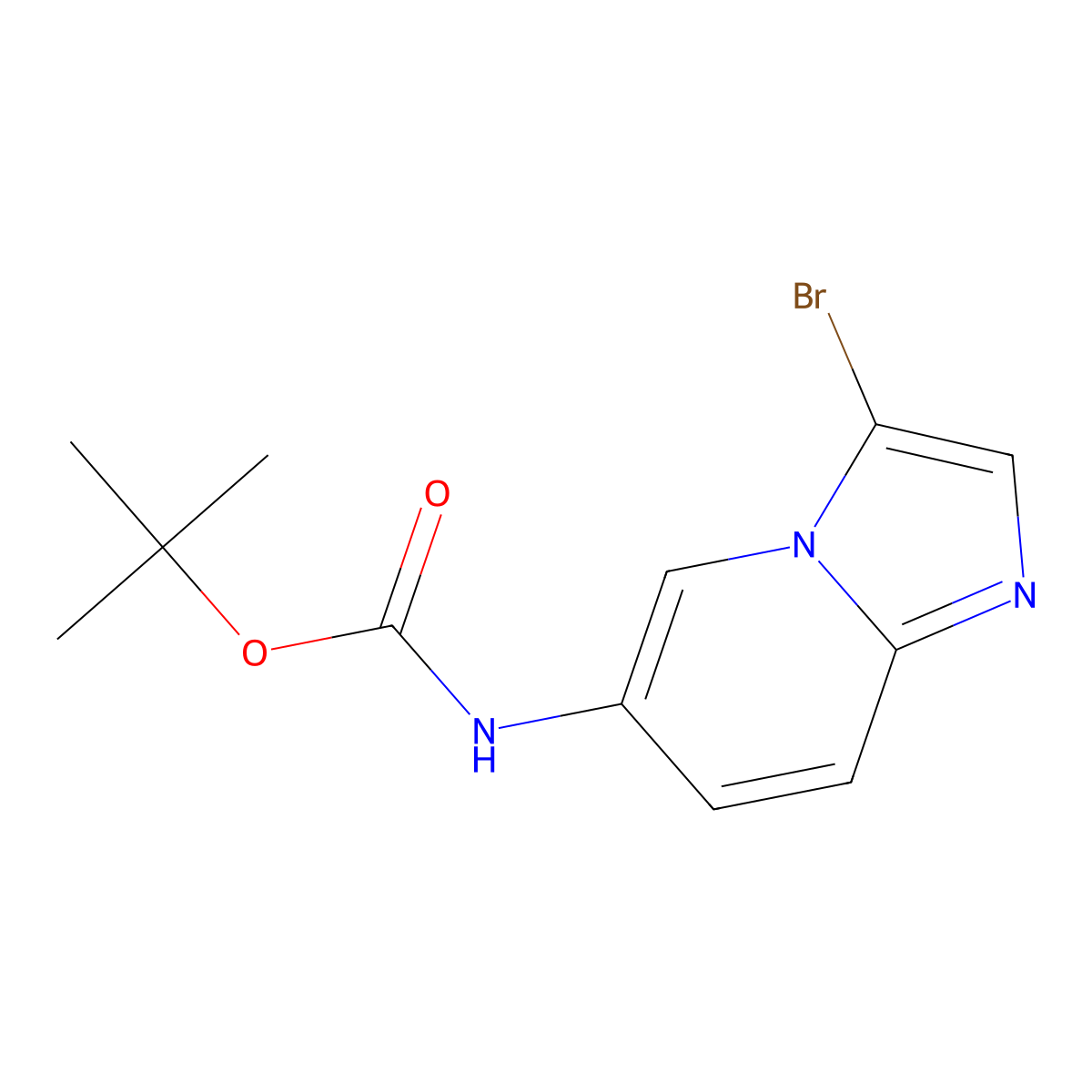 1,1-Dimethylethyl N-(3-bromoimidazo[1,2-A]pyridin-6-YL)carbamate molecular structure, CAS 1896586-02-9