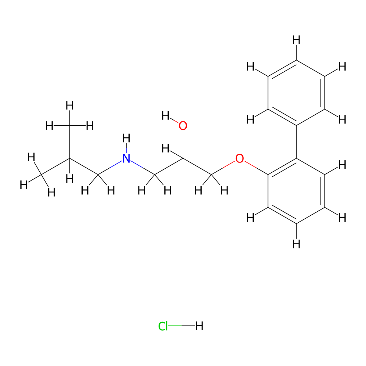 1-([1,1'-Biphenyl]-2-yloxy)-3-(isobutylamino)propan-2-ol hydrochloride molecular structure, CAS 18966-00-2