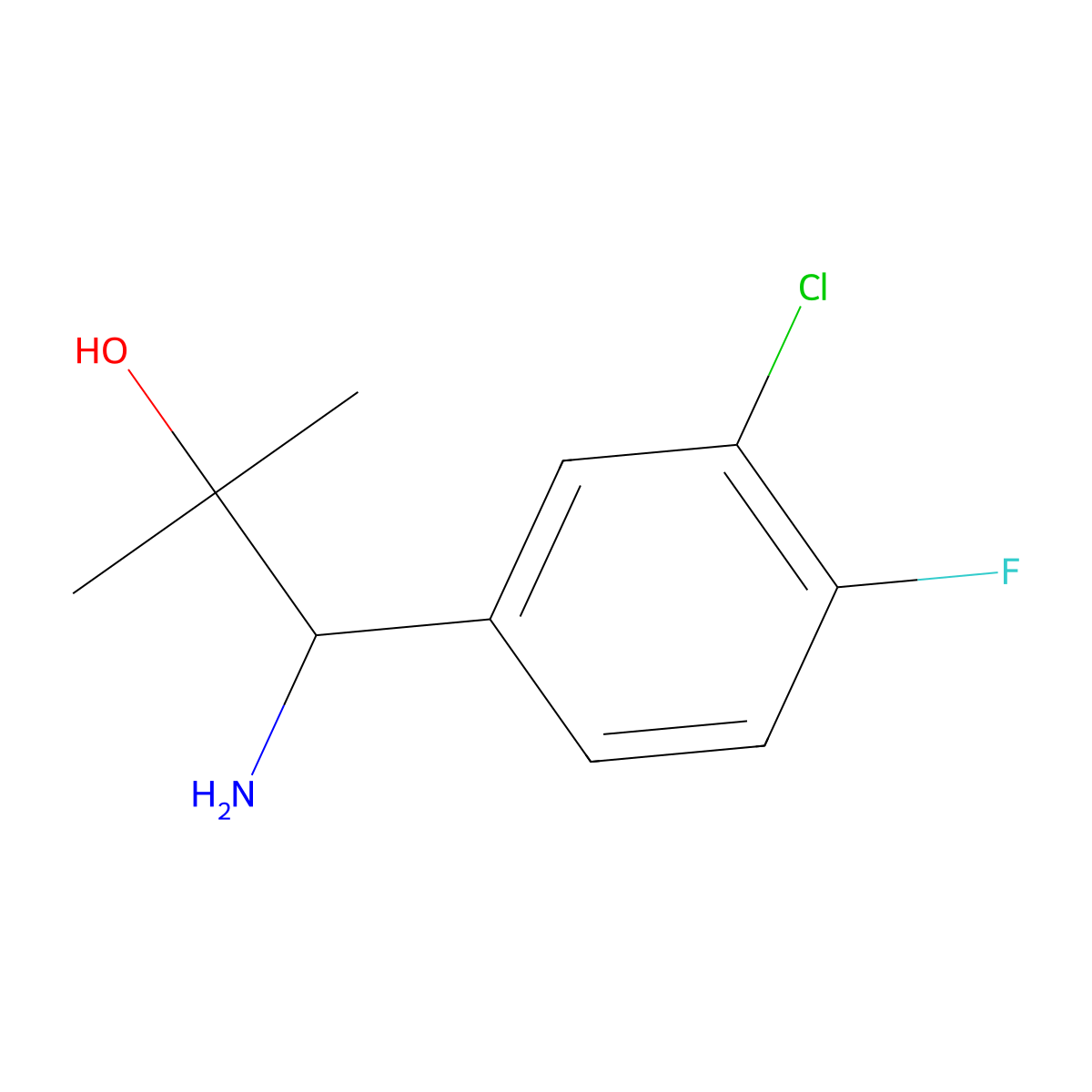 1-Amino-1-(3-chloro-4-fluorophenyl)-2-methylpropan-2-ol molecular structure, CAS 1896610-19-7