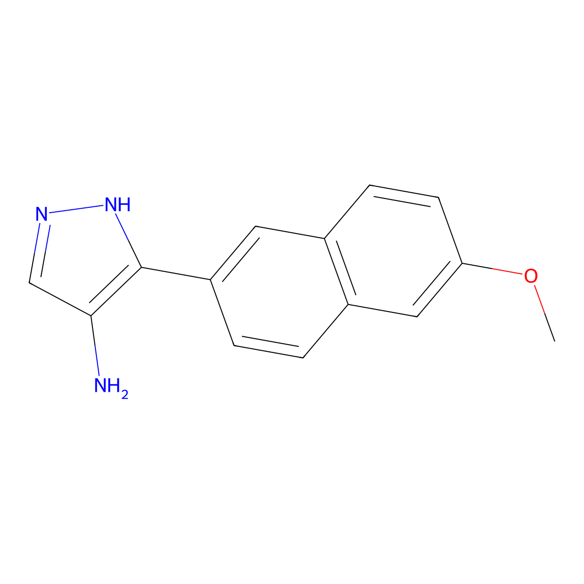 5-(6-methoxynaphthalen-2-yl)-1H-pyrazol-4-amine molecular structure, CAS 1896623-76-9