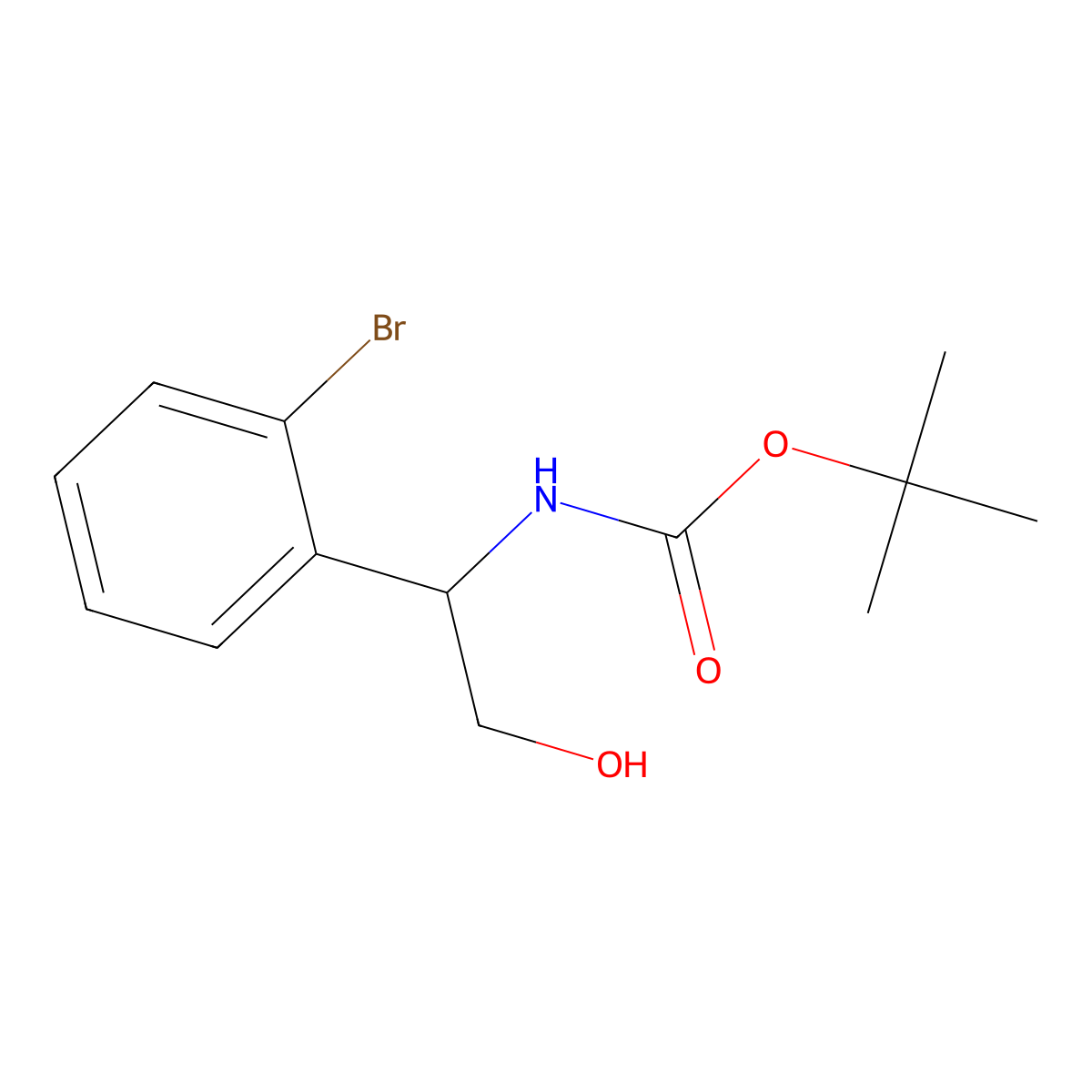 tert-butyl N-[1-(2-bromophenyl)-2-hydroxyethyl]carbamate molecular structure, CAS 1896636-64-8