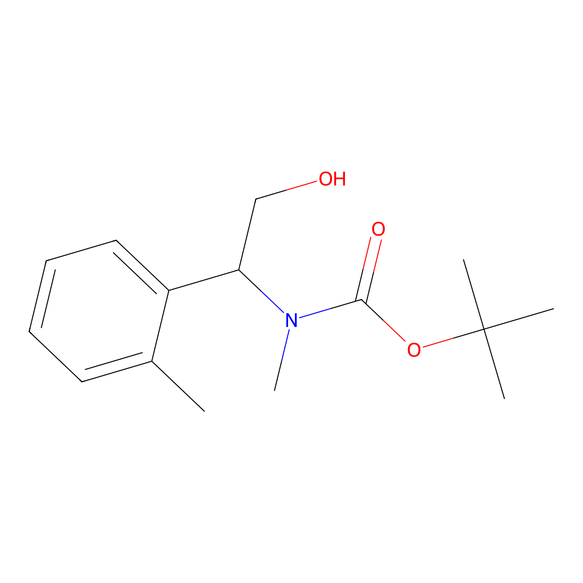 tert-butyl N-[2-hydroxy-1-(2-methylphenyl)ethyl]-N-methylcarbamate molecular structure, CAS 1896636-71-7